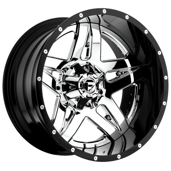 FUEL FULL BLOWN CHROME PLATED GLOSS BLACK LIP Wheels for 1982-1989 CHEVROLET P20 - 20x10 -19 mm 20" - (1989 1988 1987 1986 1985 1984 1983 1982)