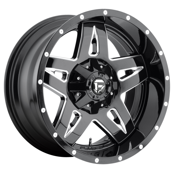 FUEL FULL BLOWN GLOSS BLACK MILLED Wheels for 2009-2010 HUMMER H3T LIFTED ONLY - 20x9 1 mm 20" - (2010 2009)