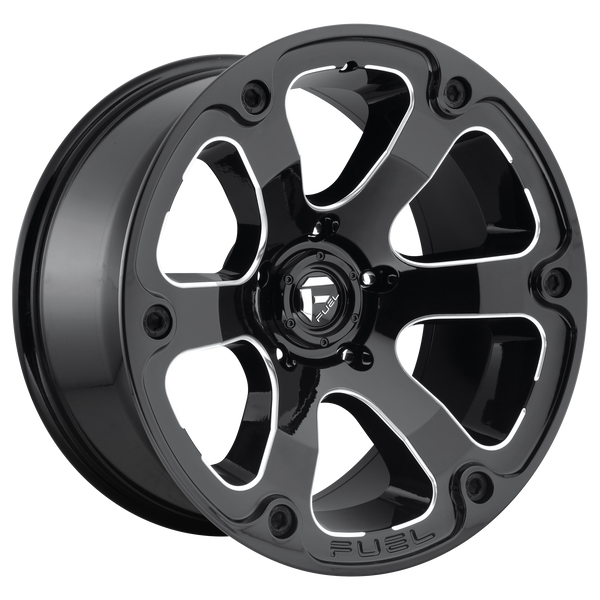 FUEL BEAST GLOSS BLACK MILLED Wheels for 1993-1998 TOYOTA T100 LIFTED ONLY - 18x9 -12 mm 18" - (1998 1997 1996 1995 1994 1993)