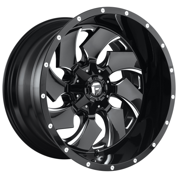 FUEL CLEAVER GLOSS BLACK MILLED Wheels for 2011-2019 GMC SIERRA 2500 HD LIFTED ONLY - 20x9 20 mm 20" - (2019 2018 2017 2016 2015 2014 2013 2012 2011)