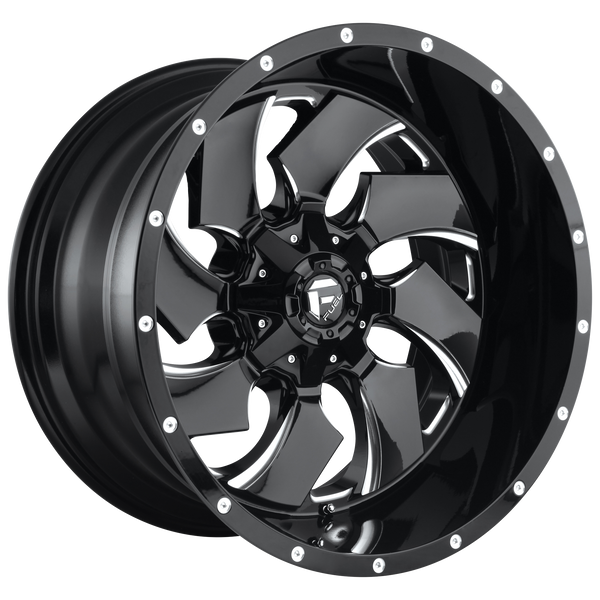 FUEL CLEAVER GLOSS BLACK MILLED Wheels for 1987-1997 FORD F-250 LIFTED ONLY - 20x10 -18 mm 20" - (1997 1996 1995 1994 1993 1992 1991 1990 1989 1988 1987)