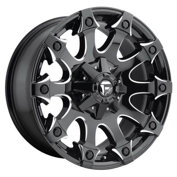 FUEL BATTLE AXE GLOSS BLACK MILLED Wheels for 2016-2018 RAM 2500 - 20x9 20 mm 20" - (2018 2017 2016)