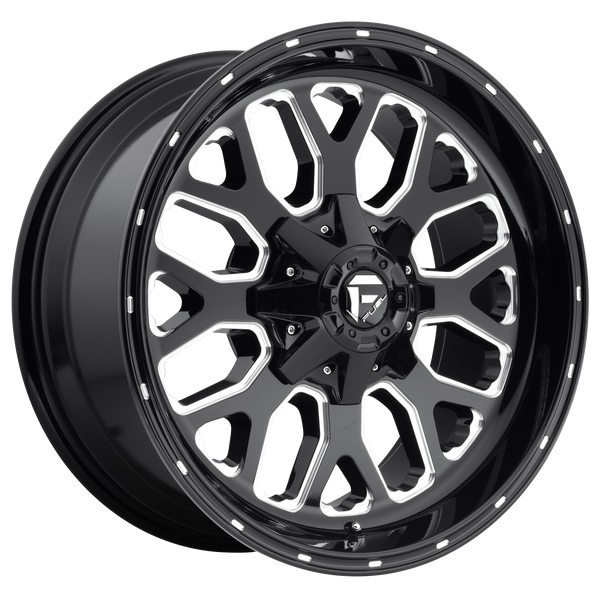 FUEL TITAN GLOSS BLACK MILLED Wheels for 2005-2009 HUMMER H2 LIFTED ONLY - 20x10 -18 mm 20" - (2009 2008 2007 2006 2005)