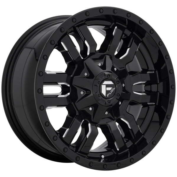 FUEL SLEDGE GLOSS BLACK MILLED Wheels for 1982-1996 FORD F-150 - 20x9 20 mm 20" - (1996 1995 1994 1993 1992 1991 1990 1989 1988 1987 1986 1985 1984 1983 1982)