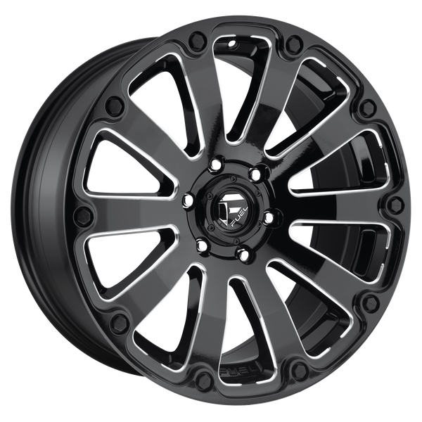 FUEL DIESEL GLOSS BLACK MILLED Wheels for 2005-2009 HUMMER H2 LIFTED ONLY - 20x10 -18 mm 20" - (2009 2008 2007 2006 2005)
