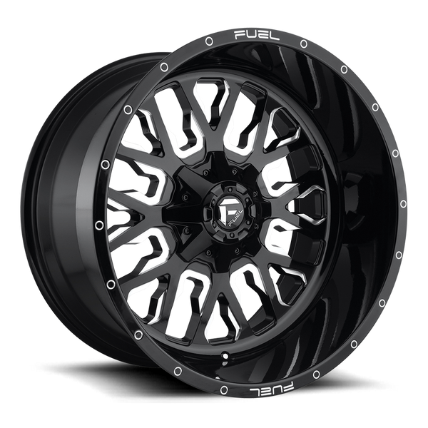 FUEL STROKE GLOSS BLACK MILLED Wheels for 1984-1988 TOYOTA PICKUP LIFTED ONLY - 20x12 -43 mm 20" - (1988 1987 1986 1985 1984)