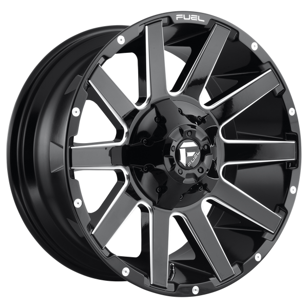 FUEL CONTRA GLOSS BLACK MILLED Wheels for 2005-2009 FORD RANGER - 20x9 1 mm 20" - (2009 2008 2007 2006 2005)