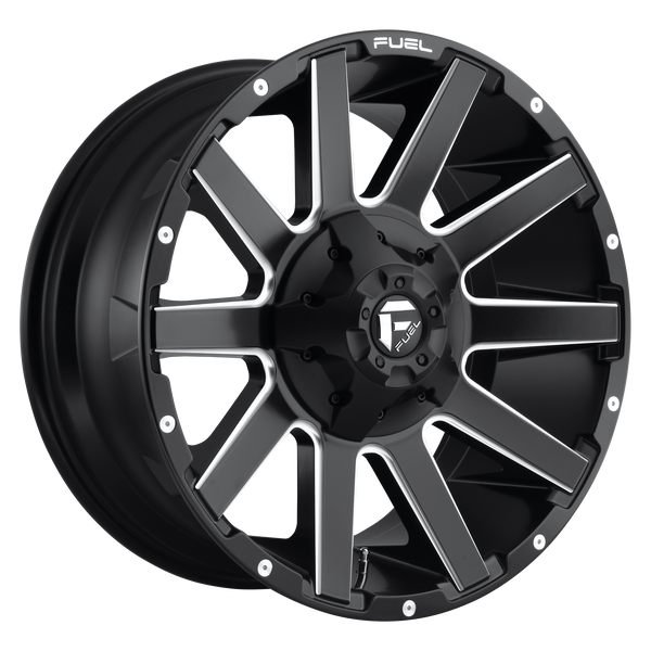 FUEL CONTRA MATTE BLACK MILLED Wheels for 2007-2011 CHEVROLET SILVERADO 3500 HD - 20x9 1 mm 20" - (2011 2010 2009 2008 2007)