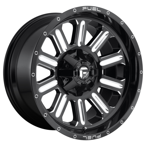 FUEL HARDLINE GLOSS BLACK MILLED Wheels for 2009-2010 HUMMER H3T LIFTED ONLY - 20x12 -44 mm 20" - (2010 2009)