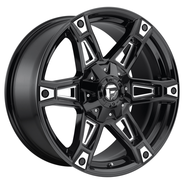 FUEL DAKAR GLOSS BLACK MILLED Wheels for 2003-2018 JEEP WRANGLER LIFTED ONLY - 20x9 1 mm 20" - (2018 2017 2016 2015 2014 2013 2012 2011 2010 2009 2008 2007 2006 2005 2004 2003)