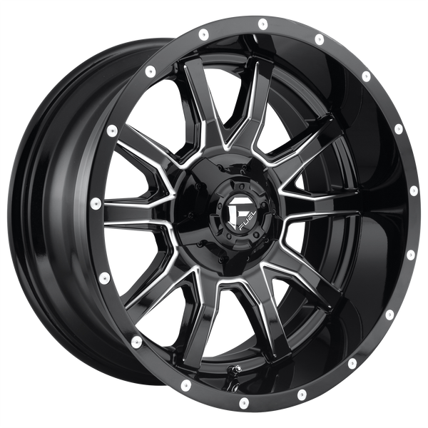 FUEL VANDAL GLOSS BLACK MILLED Wheels for 1989-1989 LINCOLN TOWN CAR - 18x9 1 mm 18" - (1989)