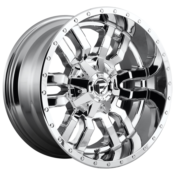 FUEL SLEDGE CHROME PLATED Wheels for 2010-2019 CHEVROLET SILVERADO 2500 HD LIFTED ONLY - 20x10 -18 mm 20" - (2019 2018 2017 2016 2015 2014 2013 2012 2011 2010)