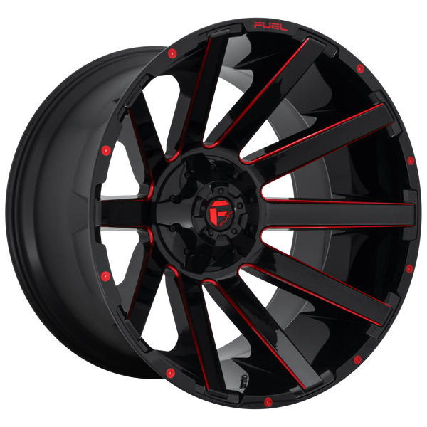 FUEL CONTRA GLOSS BLACK RED TINTED CLEAR Wheels for 2001-2003 GMC SIERRA 1500 HD - 20x9 20 mm 20" - (2003 2002 2001)