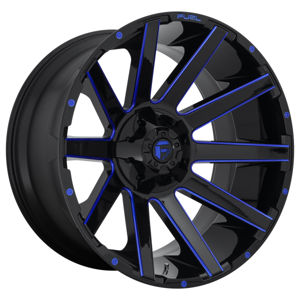 FUEL CONTRA GLOSS BLACK BLUE TINTED CLEAR Wheels for 2004-2010 FORD F-250 SUPER DUTY - 20x9 1 mm 20" - (2010 2009 2008 2007 2006 2005 2004)