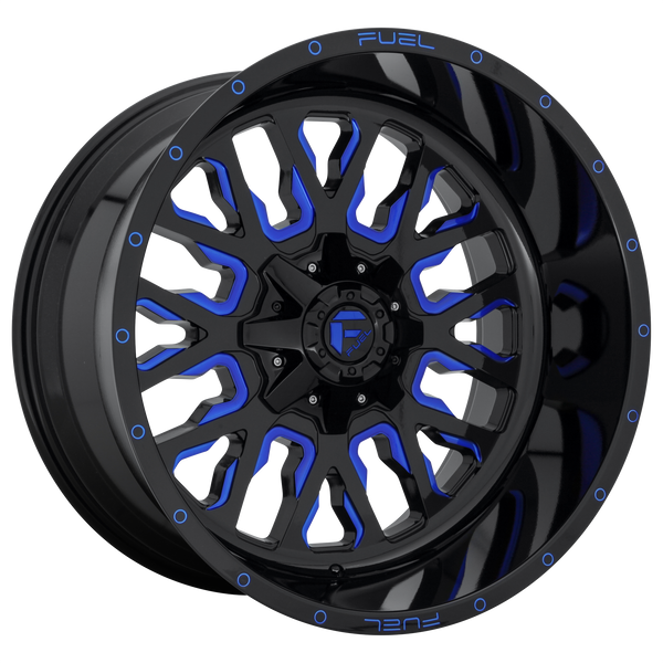 FUEL STROKE GLOSS BLACK BLUE TINTED CLEAR Wheels for 2011-2019 CHEVROLET SILVERADO 3500 HD LIFTED ONLY - 20x10 -18 mm 20" - (2019 2018 2017 2016 2015 2014 2013 2012 2011)