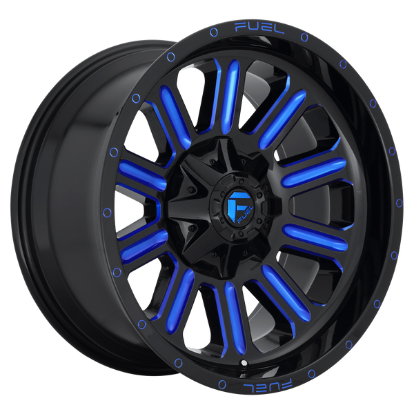 FUEL HARDLINE GLOSS BLACK BLUE TINTED CLEAR Wheels for 1999-2004 CHEVROLET SILVERADO 2500 LIFTED ONLY - 20x10 -18 mm 20" - (2004 2003 2002 2001 2000 1999)