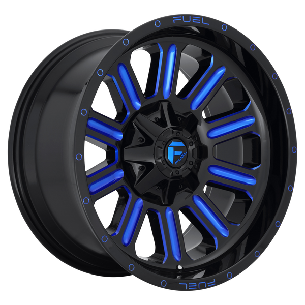 FUEL HARDLINE GLOSS BLACK BLUE TINTED CLEAR Wheels for 1987-1997 FORD F-250 LIFTED ONLY - 20x10 -18 mm 20" - (1997 1996 1995 1994 1993 1992 1991 1990 1989 1988 1987)