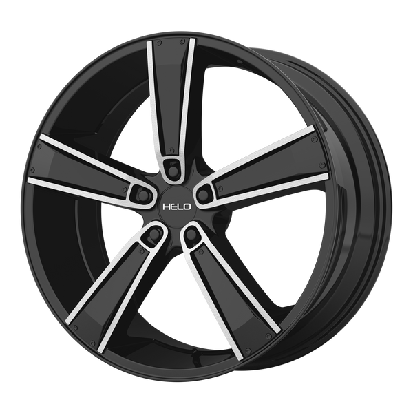 HELO HE899 Satin Black Machined With Gloss Black & Chrome Inserts Wheels for 2012-2017 BUICK REGAL - 17x7 38 mm 17" - (2017 2016 2015 2014 2013 2012)