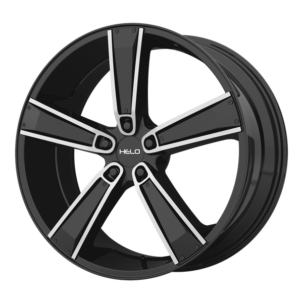 HELO HE899 Satin Black Machined With Gloss Black & Chrome Inserts Wheels for 2009-2014 ACURA TL - 17x7 38 mm 17" - (2014 2013 2012 2011 2010 2009)