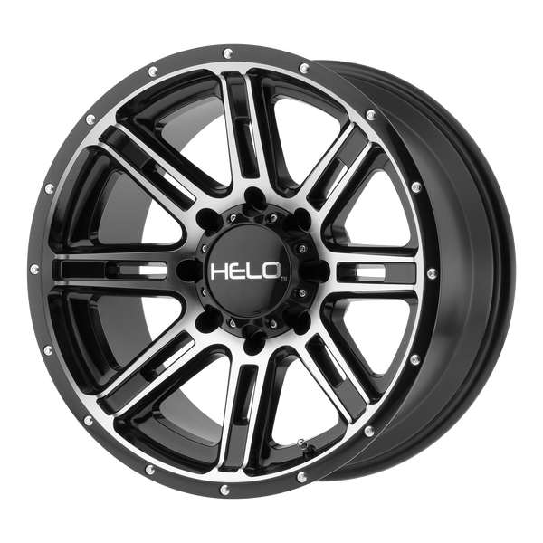 HELO HE900 Gloss Black Machined Wheels for 1986-1989 DODGE D100 LIFTED ONLY - 18x9 0 mm 18" - (1989 1988 1987 1986)