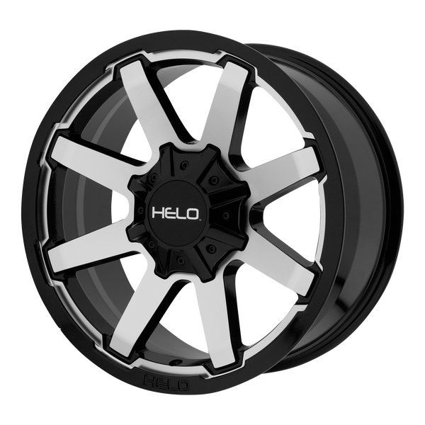 HELO HE909 Gloss Black Machined Wheels for 1986-1989 DODGE D100 LIFTED ONLY - 17x9 -12 mm 17" - (1989 1988 1987 1986)