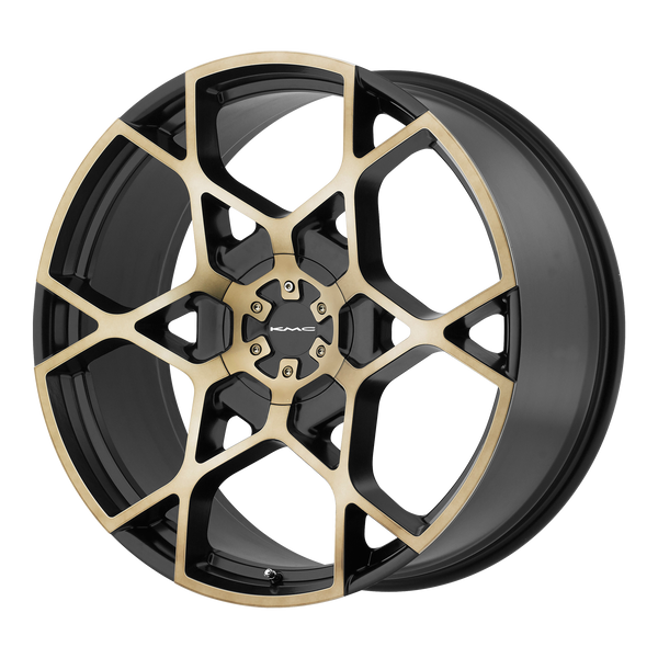 KMC CROSSHAIR Satin Black W/ Machined Face and Tinted Clear Wheels for 2017-2019 HONDA RIDGELINE LIFTED ONLY - 22x9 15 mm 22" - (2019 2018 2017)