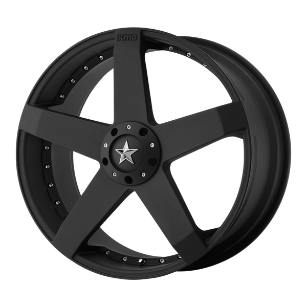 KMC ROCKSTAR CAR Matte Black Wheels for 1987-1993 PLYMOUTH VOYAGER - 17x7.5 42 mm 17" - (1993 1992 1991 1990 1989 1988 1987)