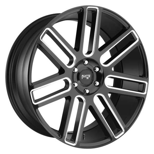Niche 1PC M096 ELAN MATTE BLACK MILLED Wheels for 2015-2022 FORD MUSTANG ECOBOOST [] - 22X9 35 mm - 22"  - (2022 2021 2020 2019 2018 2017 2016 2015)