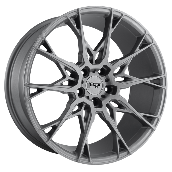 NICHE STACCATO MATTE ANTHRACITE Wheels for 1994-2014 FORD MUSTANG - 18x8.5 35 mm 18" - (2014 2013 2012 2011 2010 2009 2008 2007 2006 2005 2004 2003 2002 2001 2000 1999 1998 1997 1996)