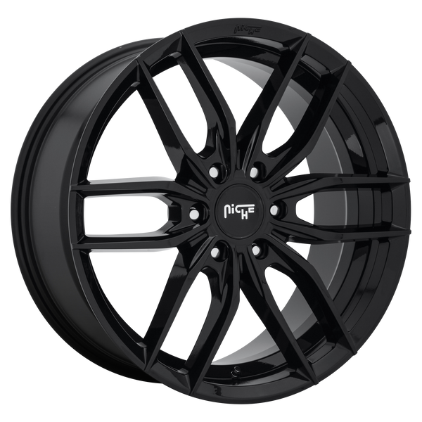 NICHE VOSSO GLOSS BLACK Wheels for 2000-2019 GMC YUKON - 24x9.5 30 mm 24" - (2019 2018 2017 2016 2015 2014 2013 2012 2011 2010 2009 2008 2007 2006 2005 2004 2003 2002 2001)