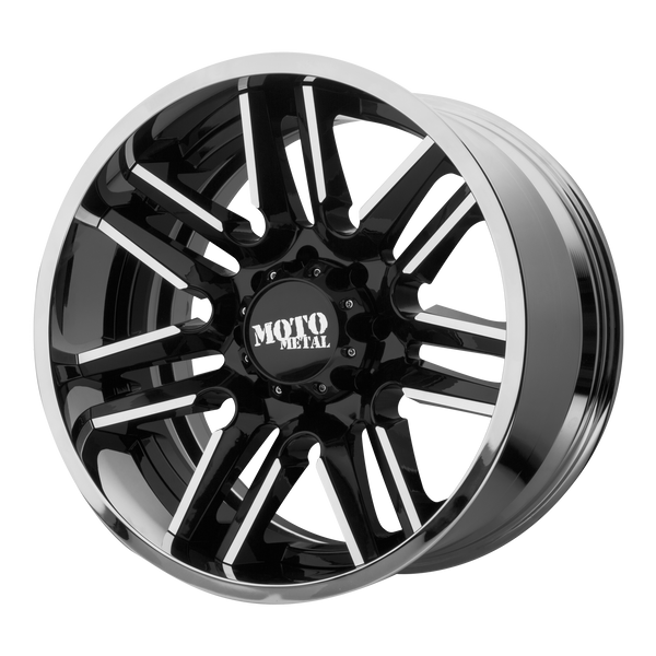 MOTO METAL MO202 Gloss Black Machined Center Chrome Lip Wheels for 2011-2019 GMC SIERRA 2500 HD LIFTED ONLY - 20x12 -44 mm 20" - (2019 2018 2017 2016 2015 2014 2013 2012 2011)