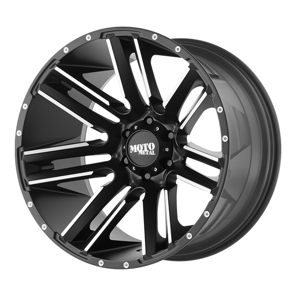 MOTO METAL RAZOR Satin Black Machined Wheels for 1980-1993 DODGE D150 LIFTED ONLY - 18x9 18 mm 18" - (1993 1992 1991 1990 1989 1988 1987 1986 1985 1984 1983 1982 1981 1980)