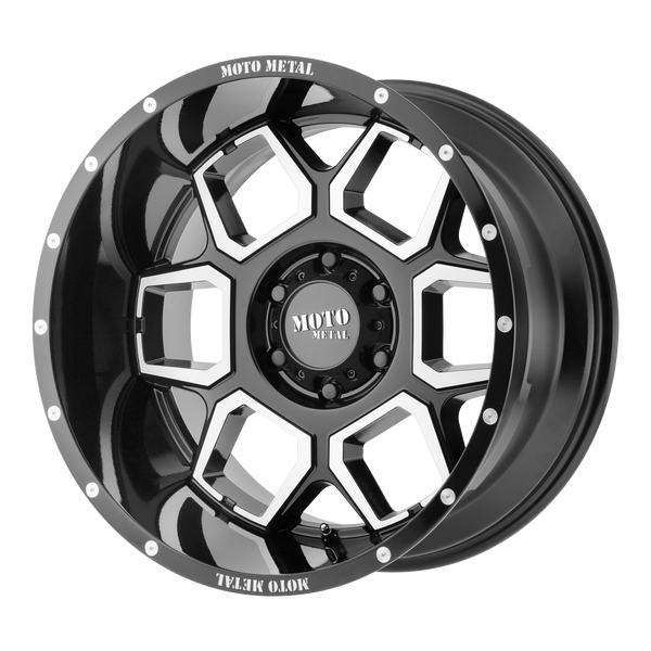 MOTO METAL SPADE Gloss Black Machined Wheels for 2004-2010 GMC SIERRA 2500 HD LIFTED ONLY - 20x10 -24 mm 20" - (2010 2009 2008 2007 2006 2005 2004)