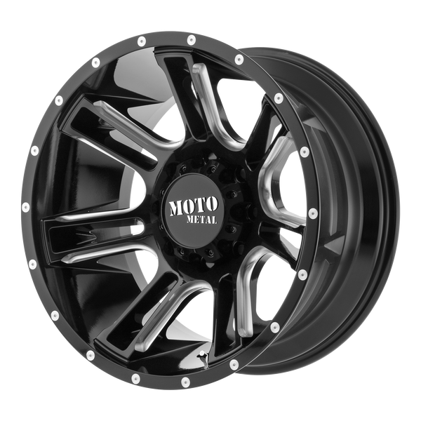 MOTO METAL AMP Gloss Black Milled Wheels for 1995-2018 TOYOTA TACOMA LIFTED ONLY - 20x9 0 mm 20" - (2018 2017 2016 2015 2014 2013 2012 2011 2010 2009 2008 2007 2006 2005 2004 2003 2002 2001 2000)