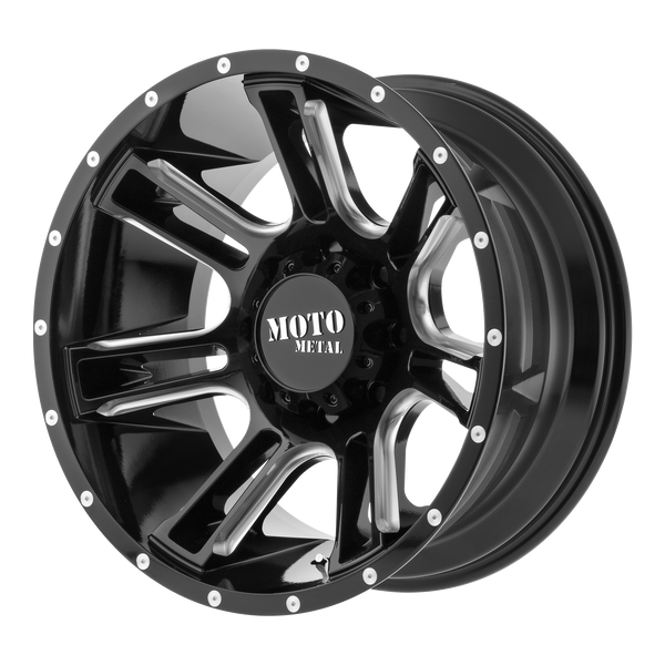 MOTO METAL AMP Gloss Black Milled Wheels for 2007-2014 FORD E-150 - 20x9 0 mm 20" - (2014 2013 2012 2011 2010 2009 2008 2007)