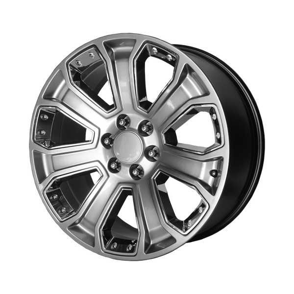 OE CREATIONS PR113 Hyper Silver Dark With Chrome Accents Wheels for 2003-2005 GMC SAFARI - 22" x 9" 24 mm 22" - (2005 2004 2003)