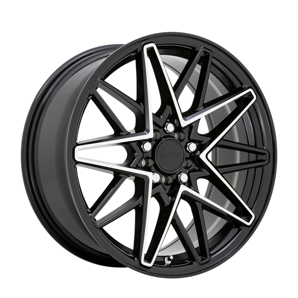 Ruff CLUTCH GLOSS BLACK W/ MACHINED FACE Wheels for 2014-2020 ACURA RLX [] - 18X8 38 mm - 18"  - (2020 2019 2018 2017 2016 2015 2014)