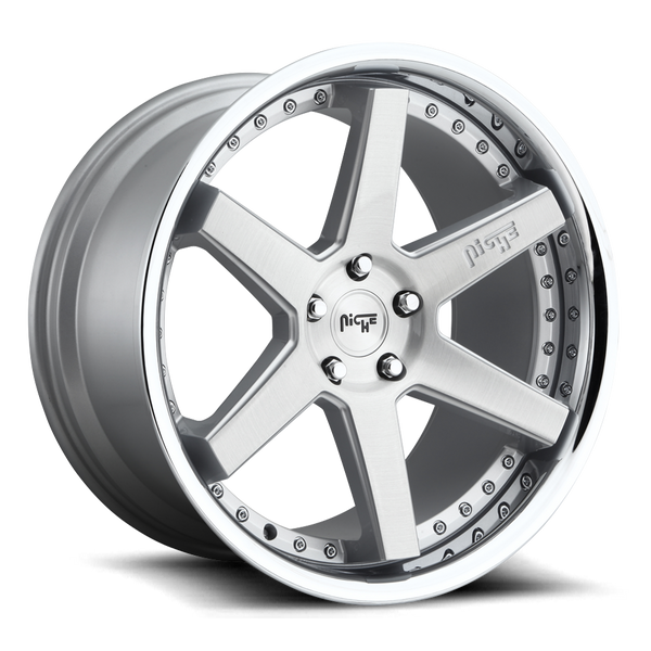 Niche M193 Brushed Silver with Chrome Lip Wheels for 2015-2018 SUBARU WRX STI - 20x9 35 mm - 20" - (2018 2017 2016 2015)
