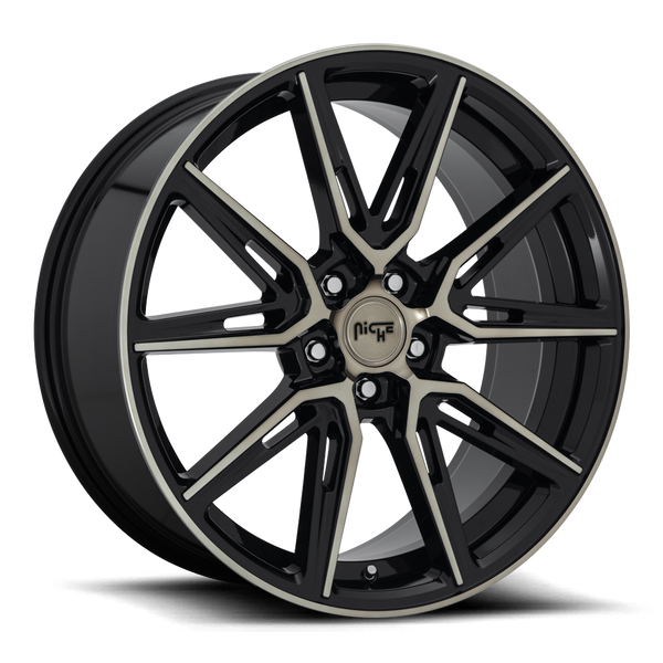 Niche M219 Gloss Black w/ Machined DDTWheels for 2011-2014 FORD MUSTANG GT [W/ BREMBO BRAKES] - 20x9 35 mm - 20"- (2014 2013 2012 2011)