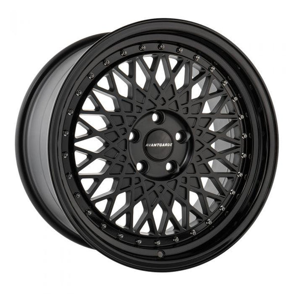 Avant Garde M220 Matte Black with Gloss Black Lip Wheels for 2006-2012 FORD FUSION - 18x8 35 mm - 18" - (2012 2011 2010 2009 2008 2007 2006)