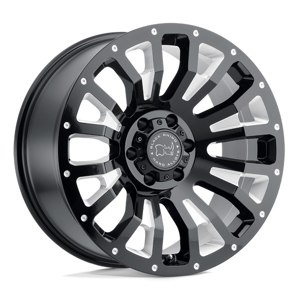 Black Rhino PINATUBO GLOSS BLACK W/ MILLED INSIDE WINDOW Wheels for 2013-2023 FORD F-250 F-350 SUPER DUTY [] - 17X9.5 -18 mm - 17"  - (2023 2022 2021 2020 2019 2018 2017 2016 2015 2014 2013)