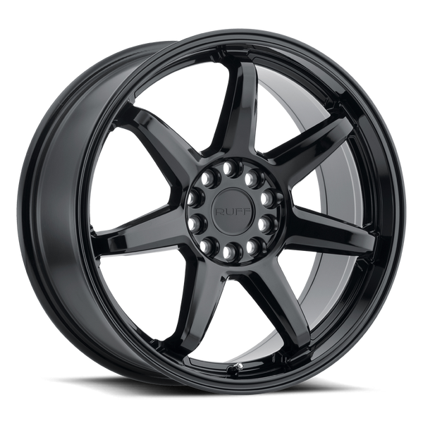 Ruff SHIFT GLOSS BLACK Wheels for 2004-2008 ACURA TL TYPE-S [] - 18X8 38 mm - 18"  - (2008 2007 2006 2005 2004)