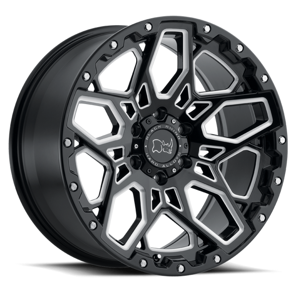 Black Rhino SHRAPNEL GLOSS BLACK W/ MILLED SPOKES Wheels for 2022-2024 FORD EXPEDITION [] - 17X9.5 12 MM - 17"  - (2024 2023 2022)