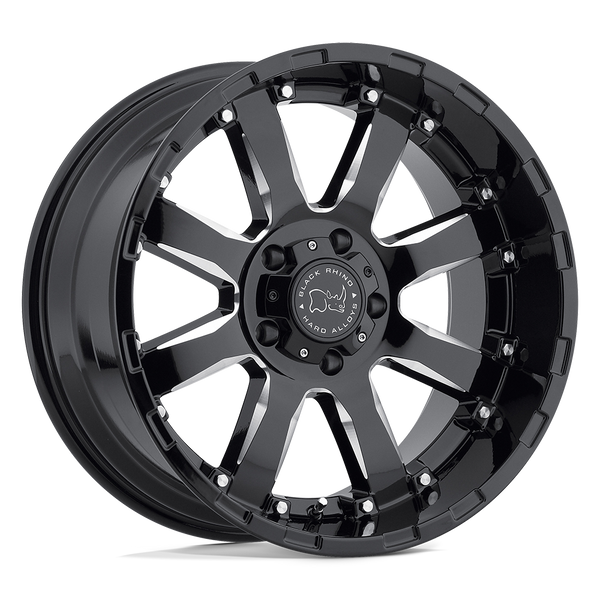 Black Rhino SIERRA GLOSS BLACK W/ MILLED SPOKES Wheels for 2021-2023 FORD F-150 [] - 20X9 12 MM - 20"  - (2023 2022 2021)