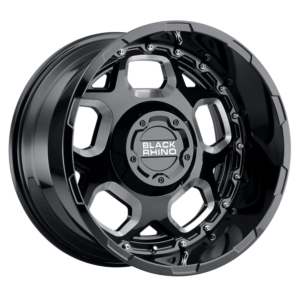 Black Rhino GUSSET GLOSS BLACK W/ MILLED SPOKES Wheels for 2013-2023 FORD F-250 F-350 SUPER DUTY [] - 17X9.5 -18 mm - 17"  - (2023 2022 2021 2020 2019 2018 2017 2016 2015 2014 2013)