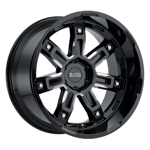 Black Rhino LOCKER GLOSS BLACK W/ MILLED SPOKES Wheels for 2004-2008 ACURA TL TYPE-S [] - 17X8 30 mm - 17"  - (2008 2007 2006 2005 2004)