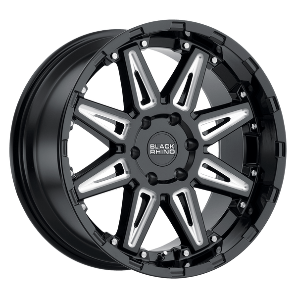 Black Rhino RUSH GLOSS BLACK W/ MILLED SPOKES Wheels for 2021-2023 FORD F-150 [] - 20X9.5 12 MM - 20"  - (2023 2022 2021)